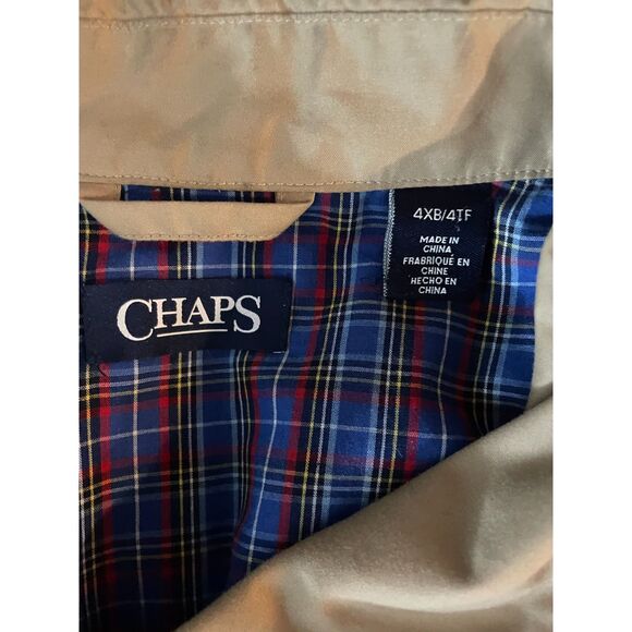 Chaps Men’s 4XB Tan Harrington Golf Jacket Plaid Lined Zip Front - Picture 6 of 10
